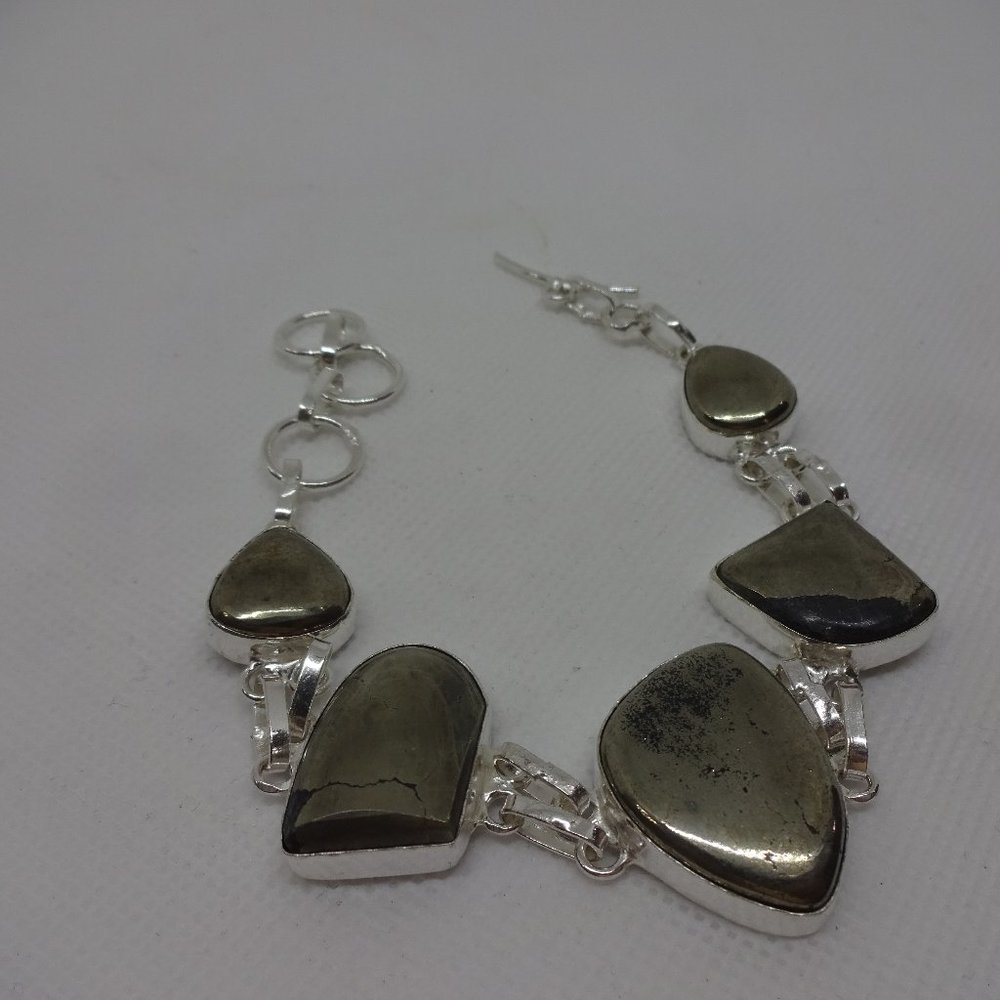 Unique "APACHE PYRITE" Handmade Sterling Bracelet 8.25" #25A